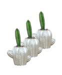 Mini Çiçek Saksı Küçük Sukulent Gümüş Kaktüs Saksısı 3lü Set Kaktüs Figür Model